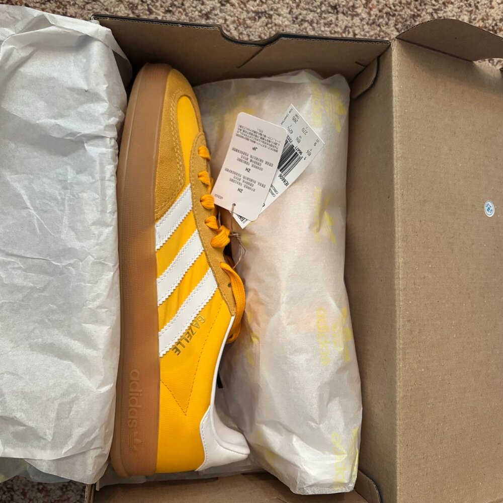 NEW - Original Box Adidas Gazelle Indoor Crew Yellow/Gold - Never worn! M9/W10.5 - Picture 2 of 9